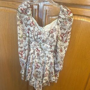 Floral Print Women's Long Sleeve Romper Size Small